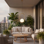 Lustra LOFT Gallery Modern, 1x E27, Alb Auriu, Metal, Inaltime Reglabila