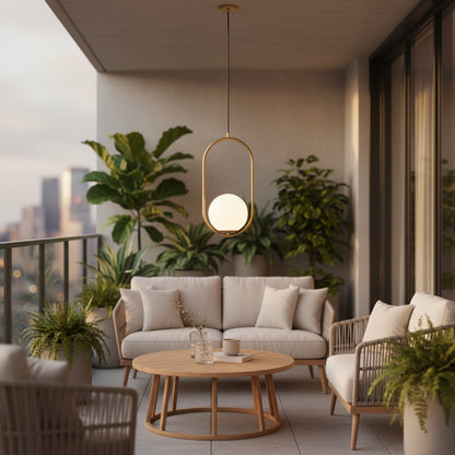 Lustra LOFT Gallery Modern, 1x E27, Alb Auriu, Metal, Inaltime Reglabila