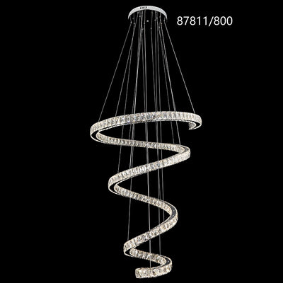 Candelabru LED cu Telecomanda TWIST, 272W, Diametru 80 cm, Inaltime 150 cm, Lumina Rece/Neutra/Calda, Dimabila, Crom, Cristal, Otel