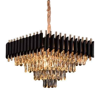 Candelabru Cristal VERSAILLES Nobile 5xE14, Diametru 38cm, Inaltime 35 cm Reglabila, Auriu, Negru, Metal, Cristal