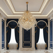 Candelabru Cristal KONIG Supremo, 24xE14, D100 cm, Auriu, Inaltime Reglabila, Metal si Cristal