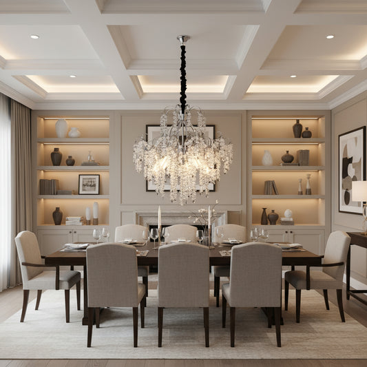 Candelabru Cristal PUBU Eleganza, 5x E14, Diametru 50cm, Crom