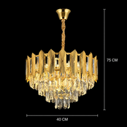 Candelabru Cristal BUCKINGHAM Nobile 5xE14, Diametru 40cm, Auriu Lucios, Inaltime Reglabila