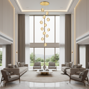 Candelabru Cristal FRAME LED cu Telecomanda, Suspendat, 12 Surse, 36W, Diametru 40cm, Lumina Calda / Neutra / Rece, Inaltime Reglabila, Auriu, Metal si Cristal
