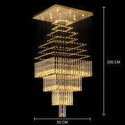 Candelabru Cristal LED 80W FLORENTIA Auriu, Diametru 50cm, Inaltime 200cm, Model Scara