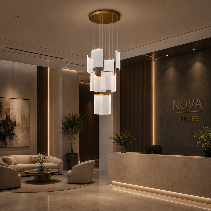 Candelabru Cristal LED Alduino Auriu diametru 80cm Auriu Inaltime Reglabila
