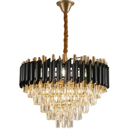 Candelabru Cristal VERSAILLES Eleganza 8x E14, Diametru 50cm, Negru, Auriu Lucios, Inaltime Reglabila Candelabre Cristal Default Title Alessandro Design