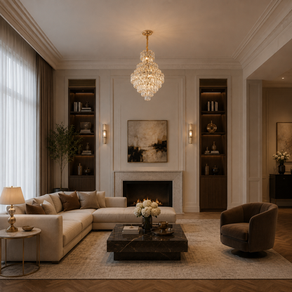 Candelabru Cristal WINDSOR Grande Supremo 10xE14, Diametru 60X90cm, Auriu Lucios, Inaltime Reglabila