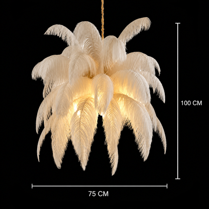 Candelabru Modern Minoss, Pene, 1xE27, Diametru 75cm, Cream