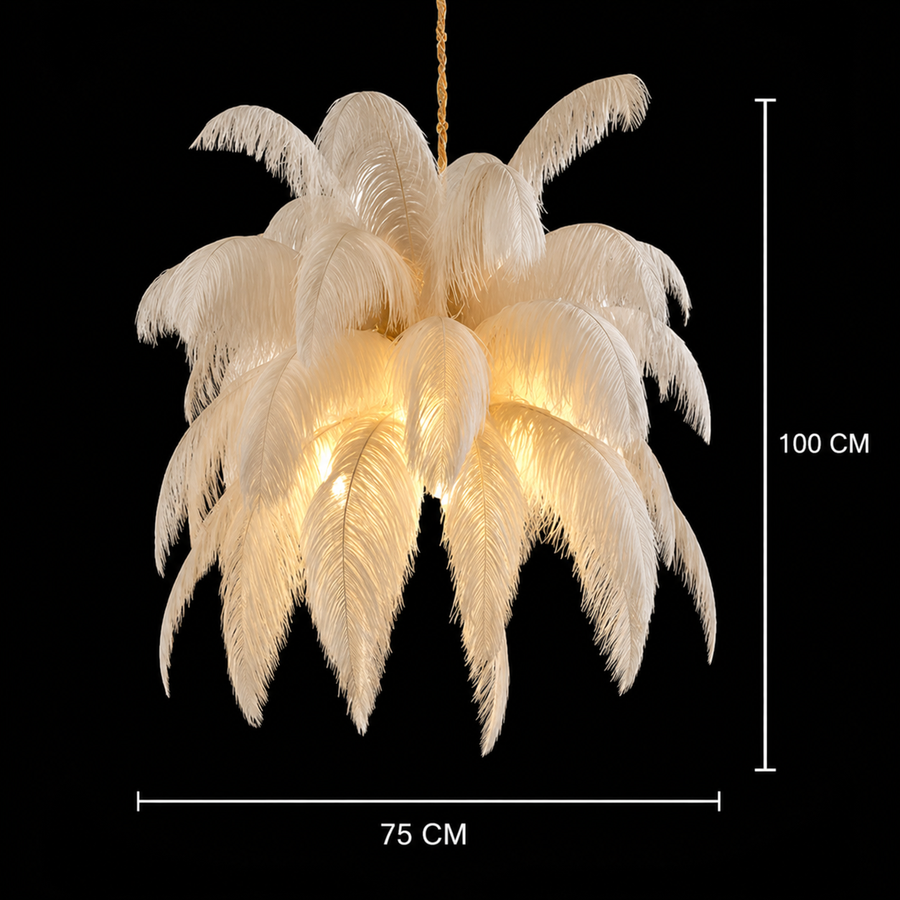Candelabru Modern Minoss, Pene, 1xE27, Diametru 75cm, Cream