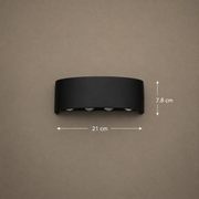 Aplica LED Exterior Ellis, 8W, 8 Surse de lumina, Lumina Calda, Negru