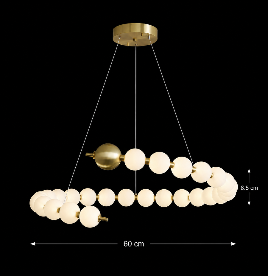 Lustră Suspendată LED Acril Aurelia 41W cu Telecomandă, Dimabilă, 3000K/4000K/6000K, Auriu, Metal și Acril