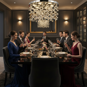 Candelabru LED Cristal LLC210/550CH Rotund, 30W, Lumina Rece/Calda/Neutra, Cristal, Crom Lucios