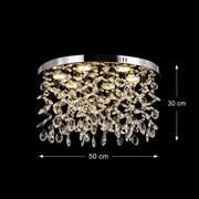 Candelabru LED Cristal LLC210/550CH Rotund, 30W, Lumina Rece/Calda/Neutra, Cristal, Crom Lucios