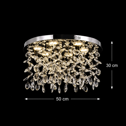 Candelabru LED Cristal LLC210/550CH Rotund, 30W, Lumina Rece/Calda/Neutra, Cristal, Crom Lucios