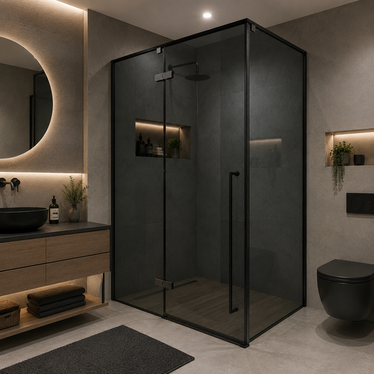 Paravan duș Walk-In 90x90x195cm, Sticlă securizată 8 mm, Profil metalic rezistent, Gri