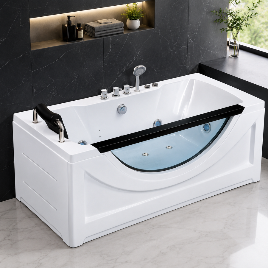 Cada Hidromasaj, Dreptunghiulara, Acril, Alba, 170×80×65cm Cazi Freestanding Default Title Alessandro Design