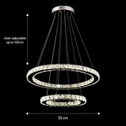 Lustra LED cu telecomanda si cristal PRISM LUMINIS 58W, 2 Cercuri, lumina Rece/Calda/Neutra, Dimabila, Crom si Alb, Inaltime Reglabila Lustre LED cu Telecomanda Default Title Alessandro Design