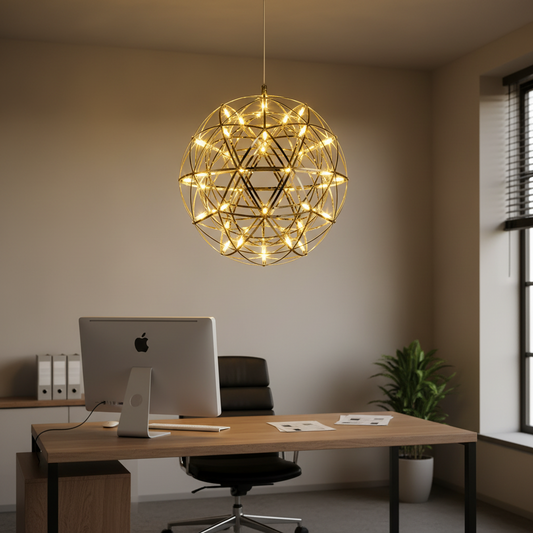 Candelabru Modern LED WELD Nobile, 18W, Lumina Calda 3000K, Diametru 40cm, Inaltime Reglabila, Crom Lucios