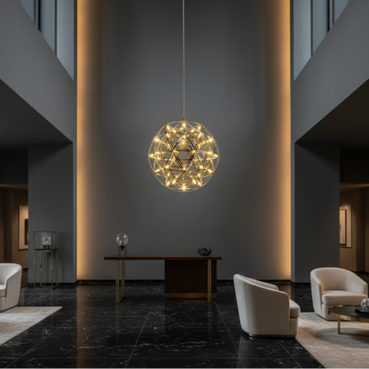 Candelabru Modern LED WELD Magno, 18W, Lumina Calda 3000K, Diametru 50cm, Inaltime Reglabila, Crom Lucios