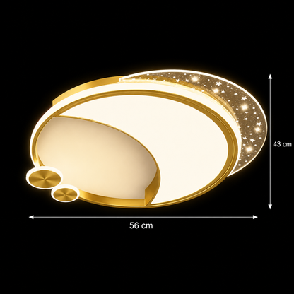 Lustră LED Marco cu Telecomandă, 76W, Dimabilă, Auriu, Metal, Acril și Sticlă, 3000K/4000K/6000K