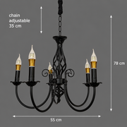 Lustra ANJOUX Magno, 5xE14, Diametru 55cm, Negru, Inaltime Reglabila, Metal