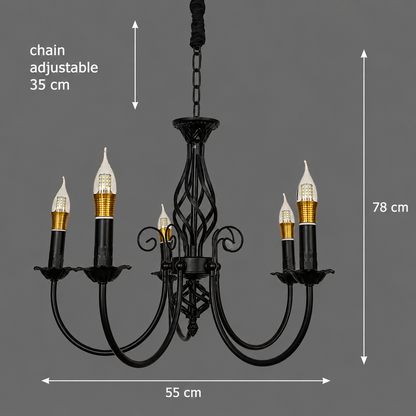 Lustra ANJOUX Magno, 5xE14, Diametru 55cm, Negru, Inaltime Reglabila, Metal