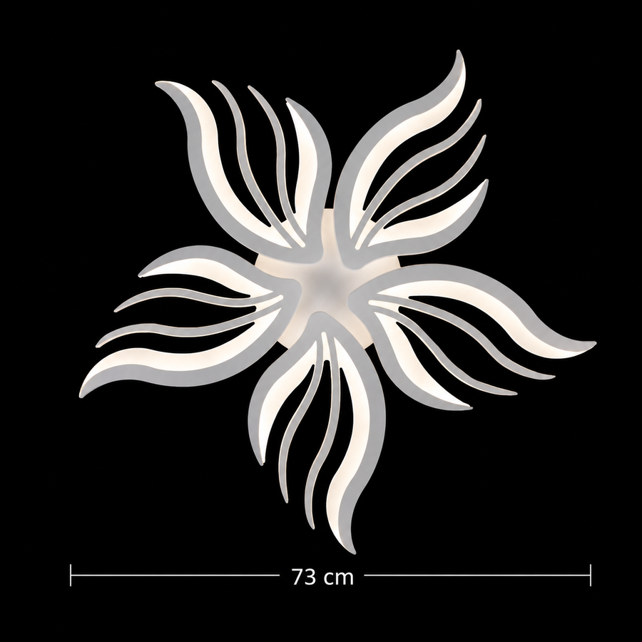 Lustra LED cu telecomanda SAKURA 62W, 5 Petale, lumina Rece/Calda/Neutra, Dimabila, Alb