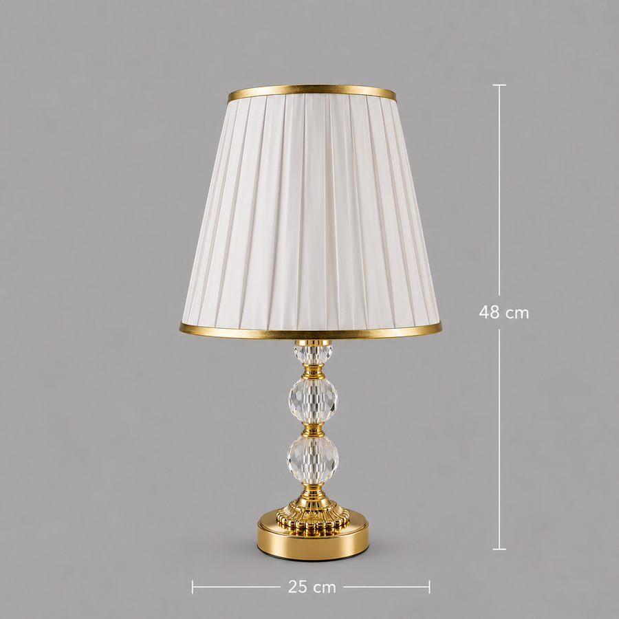 Veioza VZ213WH, 1x E27, Metal si Textil, Alb si Auriu