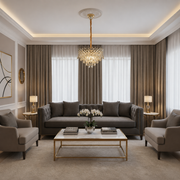 Candelabru Cristal MONARCH Eleganza 3xE14, Diametru 50cm, Inaltime 35cm, Auriu Lucios, Inaltime Reglabila, Design Elegant