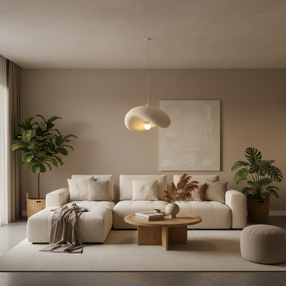 Lustra Moderna FOAMER Magno, 59 cm, Suspendata, 1 X E27, Alb, Metal si Spuma, Inaltime Reglabila Lustre Clasice Default Title Alessandro Design