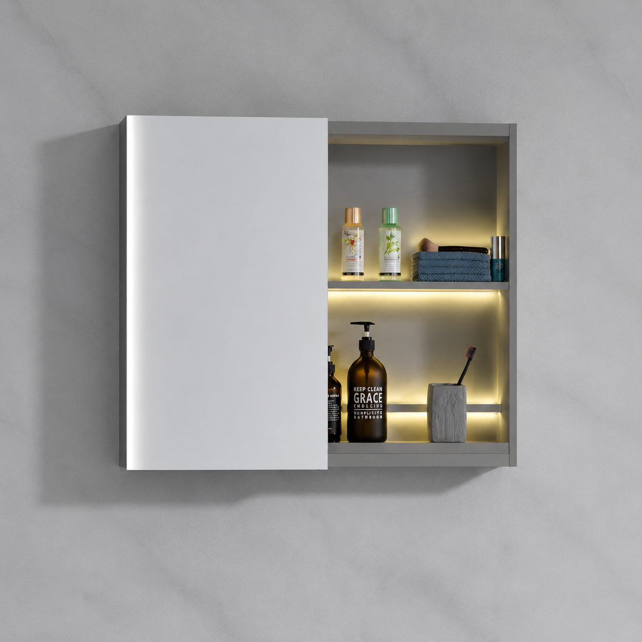 Set Mobilier NOVA pentru Baie, Dulap Lavoar + Dulap Oglinda 60cm, 2 Piese, Gri Mobilier Baie Default Title Alessandro Design