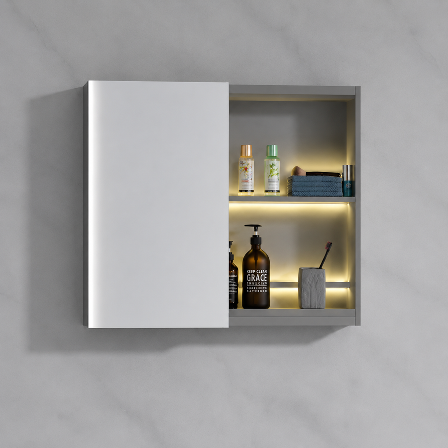 Set Mobilier NOVA pentru Baie, Dulap Lavoar + Dulap Oglinda 60cm, 2 Piese, Gri Mobilier Baie Default Title Alessandro Design
