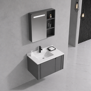 Set Mobilier ORIA pentru Baie, Dulap Lavoar+Dulap Oglinda 60cm, 2 Piese, Gri si Alb Mobilier Baie Default Title Alessandro Design