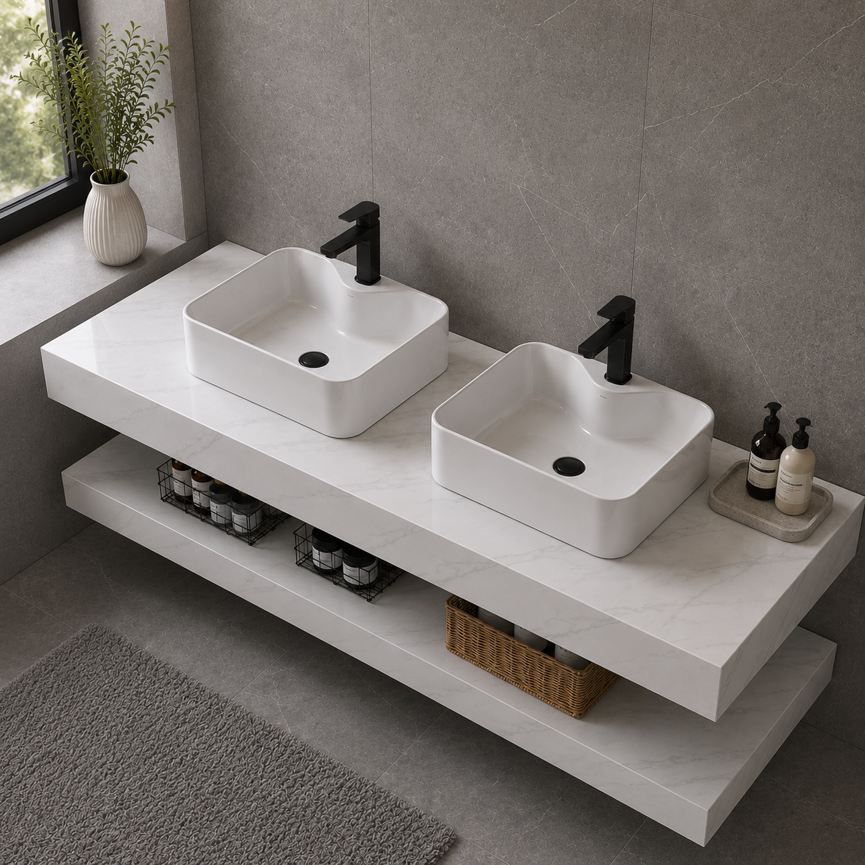 Set Mobilier AVEN Duo pentru Baie, 140cm, 3 Piese, Alb Mobilier Baie Default Title Alessandro Design