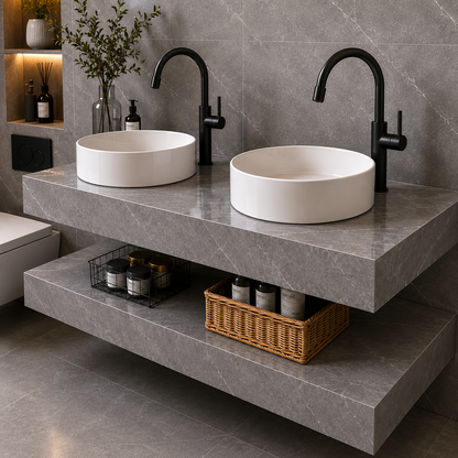 Set Mobilier ARQON Duo pentru Baie, 140cm, 3 Piese, Gri Mobilier Baie Default Title Alessandro Design