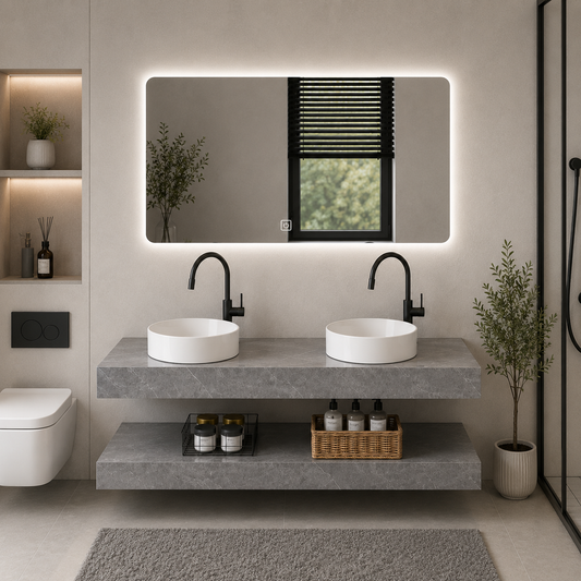 Set Mobilier ARQON Duo pentru Baie, 140cm, 3 Piese, Gri Mobilier Baie Default Title Alessandro Design