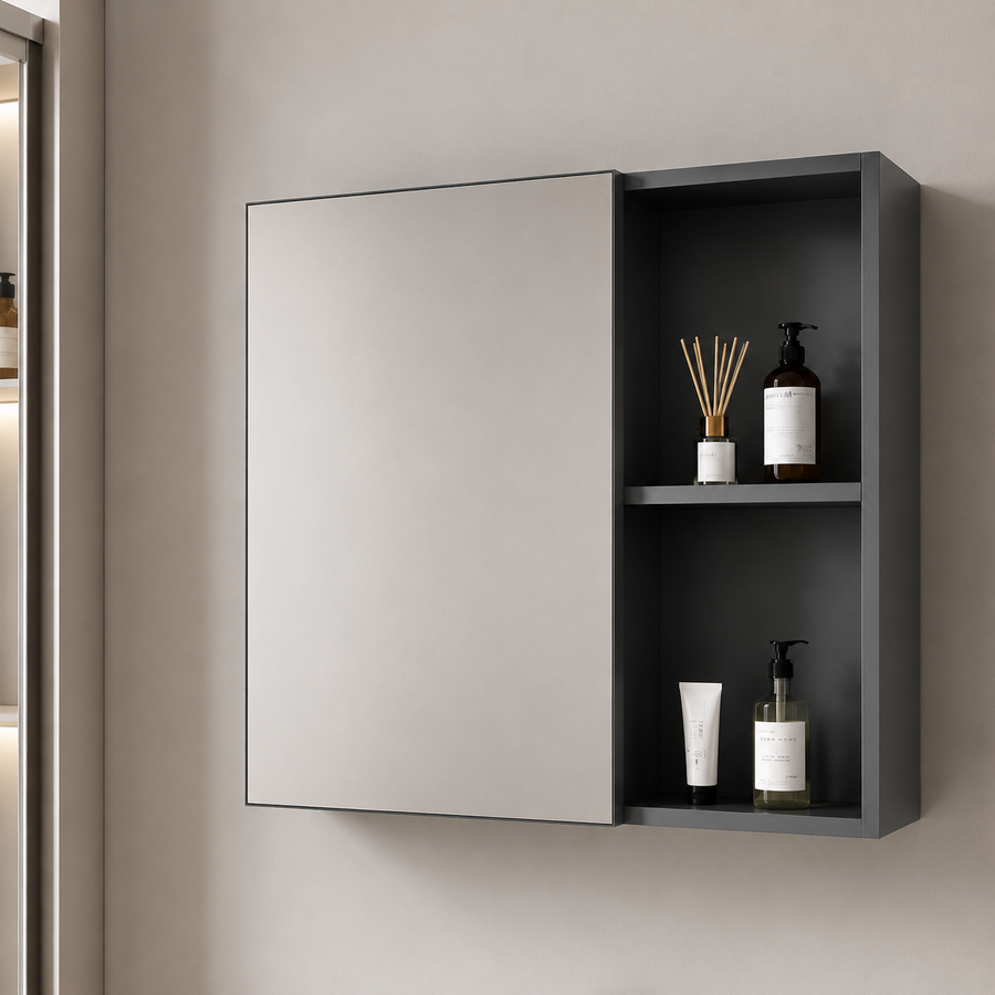 Set Mobilier SIENA pentru Baie ,Dulap Lavoar+Dulap Oglinda 60cm, 2 Piese, Gri si Alb Mobilier Baie Default Title Alessandro Design