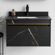Set Mobilier MARBLE pentru Baie, Dulap Lavoar+Dulap Oglinda 60cm, 2 Piese, Negru Mobilier Baie Default Title Alessandro Design