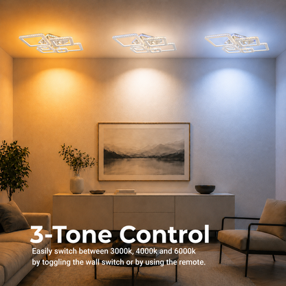 Lustra LED cu telecomanda si cristal NOVA RHOMBA RGB 168W, 6 Patrate, lumina Rece/Calda/Neutra, Dimabila, Crom Lucios Lustre LED & Cristale Default Title Alessandro Design