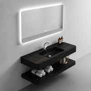 Set Mobilier KRISS pentru Baie, 80cm, 3 Piese, Negru