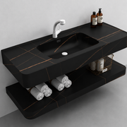 Set Mobilier KRISS pentru Baie, 80cm, 3 Piese, Negru