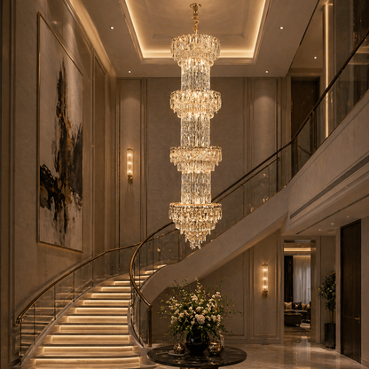 Candelabru Cristal IMPERIUM 45xE14, D55 cm, Auriu, Inaltime Reglabila, Metal si Cristal Candelabre Cristal Default Title Alessandro Design