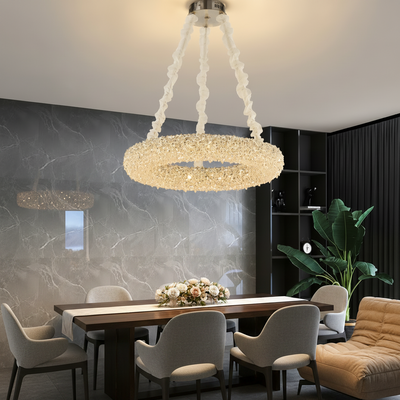 Candelabru Cristal cu Telecomanda, PRAGA Magno, 33W, Lumina Calda/Rece/Neutra, Diametru 55cm, Auriu, Inaltime Reglabila