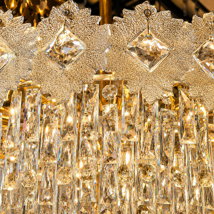 Candelabru Cristal FLEUR Eleganza 9xE14, Diametru 50cm, Inaltime 40cm, Auriu Lucios, Inaltime Reglabila, Design Elegant