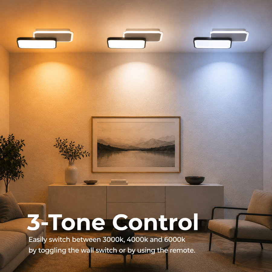 Lustra LED cu telecomanda CAROLINA 31W, 2 Elemente, lumina Rece/Calda/Neutra, Dimabila, Negru