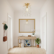 Candelabru Cristal LEAF Petito, Φ20cm, 1xE14, Auriu, Metal si Cristal