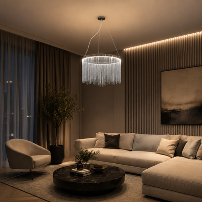 Lustra LED suspendata cu telecomanda ILLUMINA MAGNUS, 38W, lumina Rece/Calda/Neutra, Dimabila, Argintiu