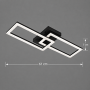 Lustra LED cu telecomanda BANDO 38W, 2 Drepunghiuri, Lumina Rece/Calda/Neutra, Dimabila, Negru, Metal si Acril