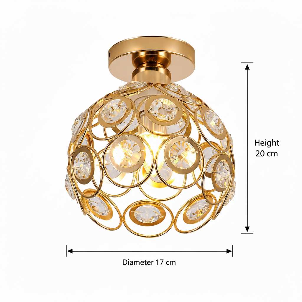 Lustra Vera, 1xE27, D18H15cm, Auriu, Metal si Cristal Lustre Clasice Default Title Alessandro Design